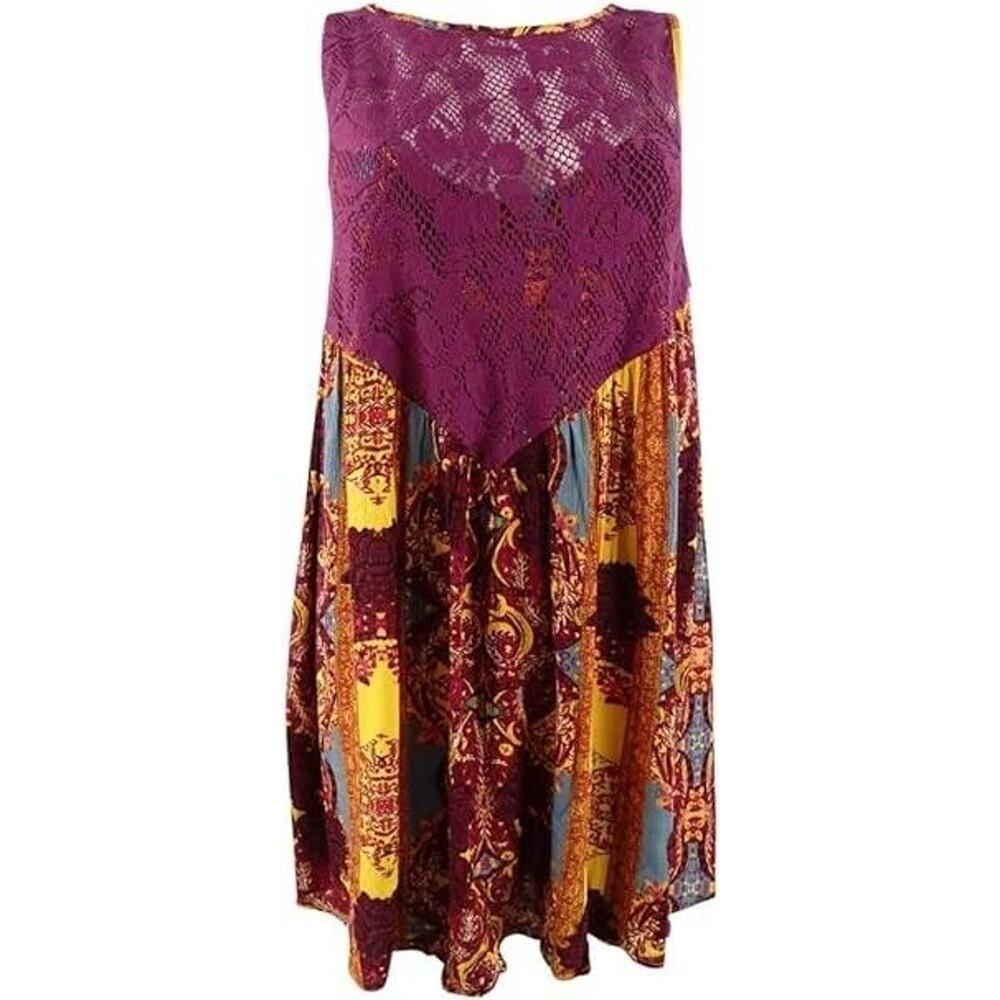 Free People Women's Tank Tunic Small Lace Sleeveless Oversize Boho Hippie Gypsy
